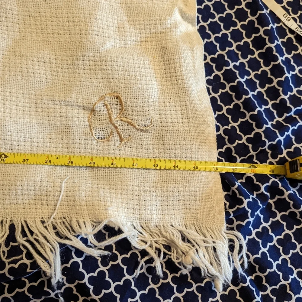 Throw Blanket in Ivory with a R Monogrammed